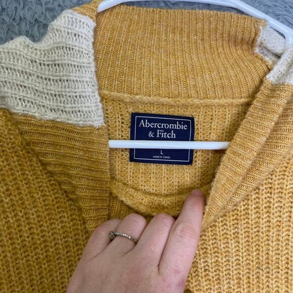 Abercrombie & Fitch womens yellow mock neck sweater stretch tight knit simple - Picture 4 of 9